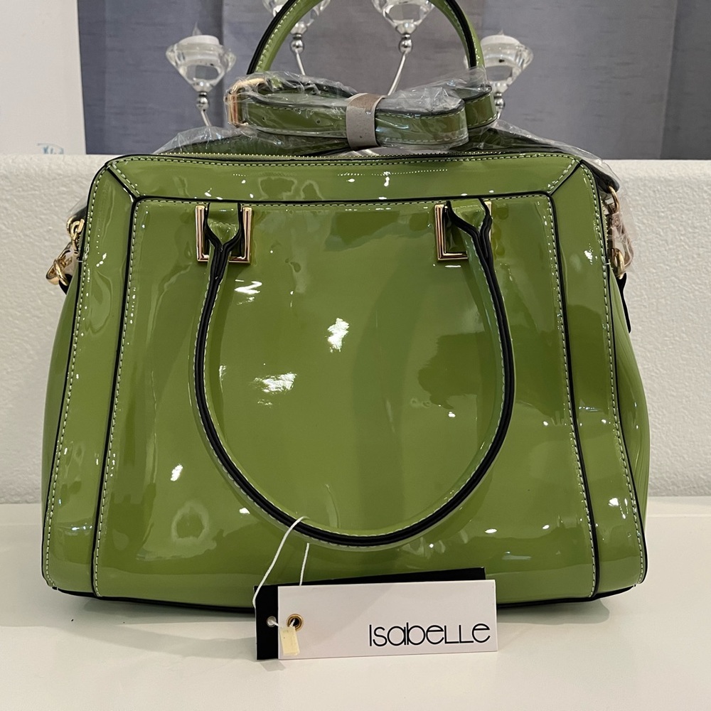 Shiny green Isabelle purse.